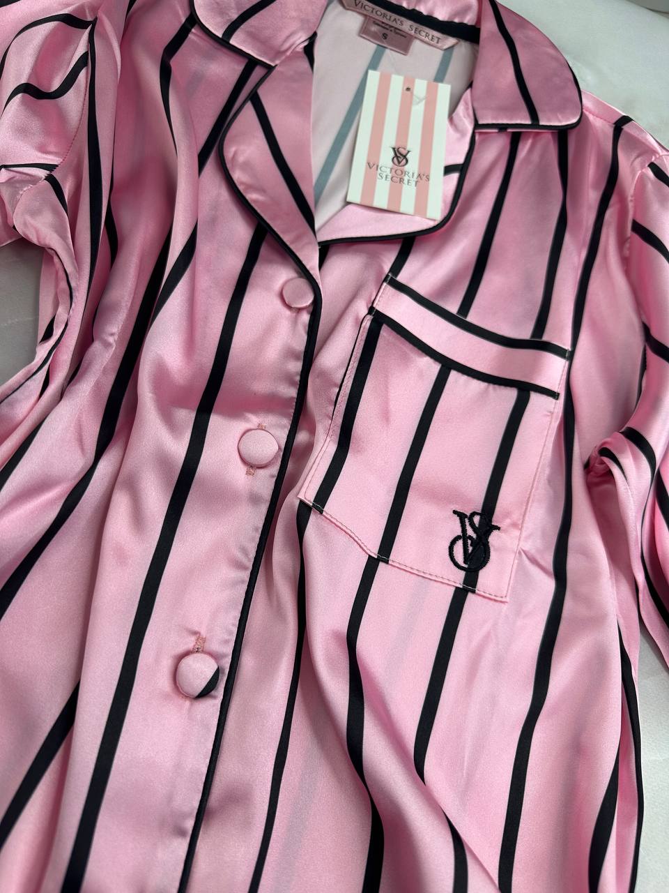 Жіноча піжама Victoria’s Secret Рожева в чорну смужку