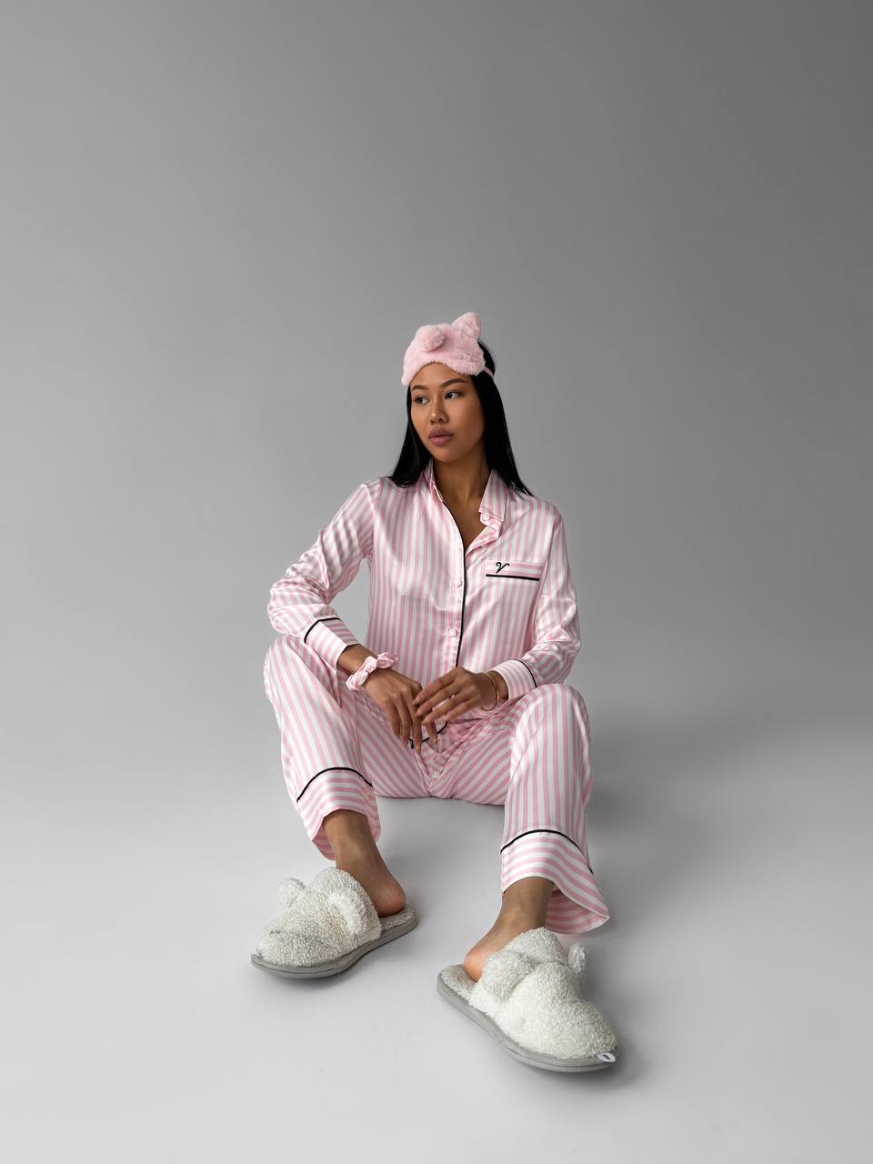 піжама Вікторія Сікрет рожева в смужку